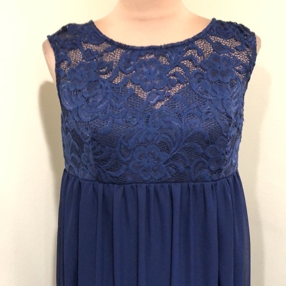 NWT Everpretty Gown Formal Maxi Dress Size 3XL Navy Blue Floral Lace - Picture 3 of 10